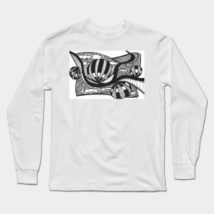 Illustration black and white handmade hot air balloons patterns Long Sleeve T-Shirt